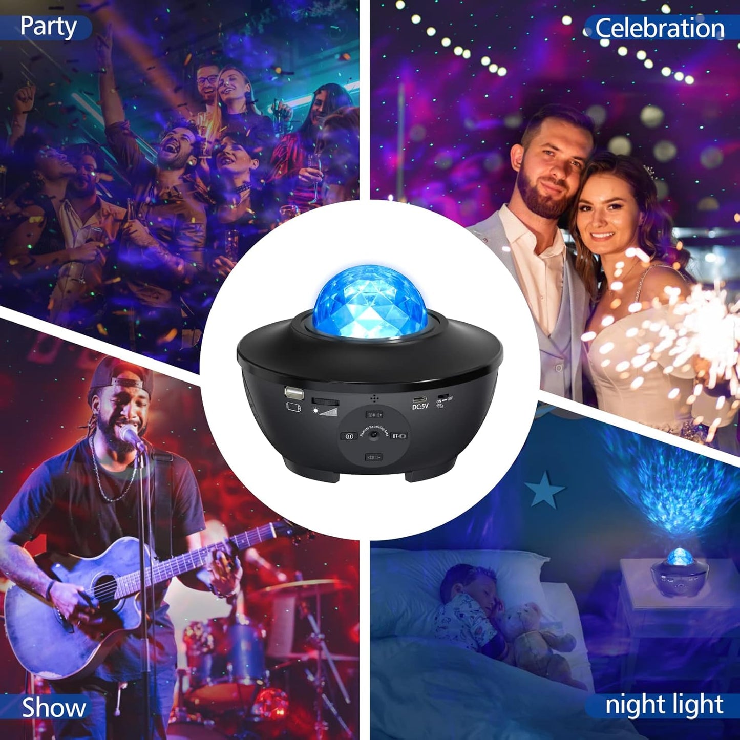 UFO Galaxy Starry Night Light Projector with Music Speaker | For Bedroom Decoration Gifts and Parties