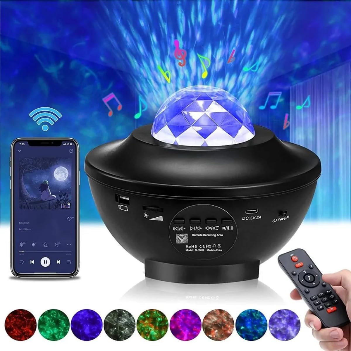UFO Galaxy Starry Night Light Projector with Music Speaker | For Bedroom Decoration Gifts and Parties