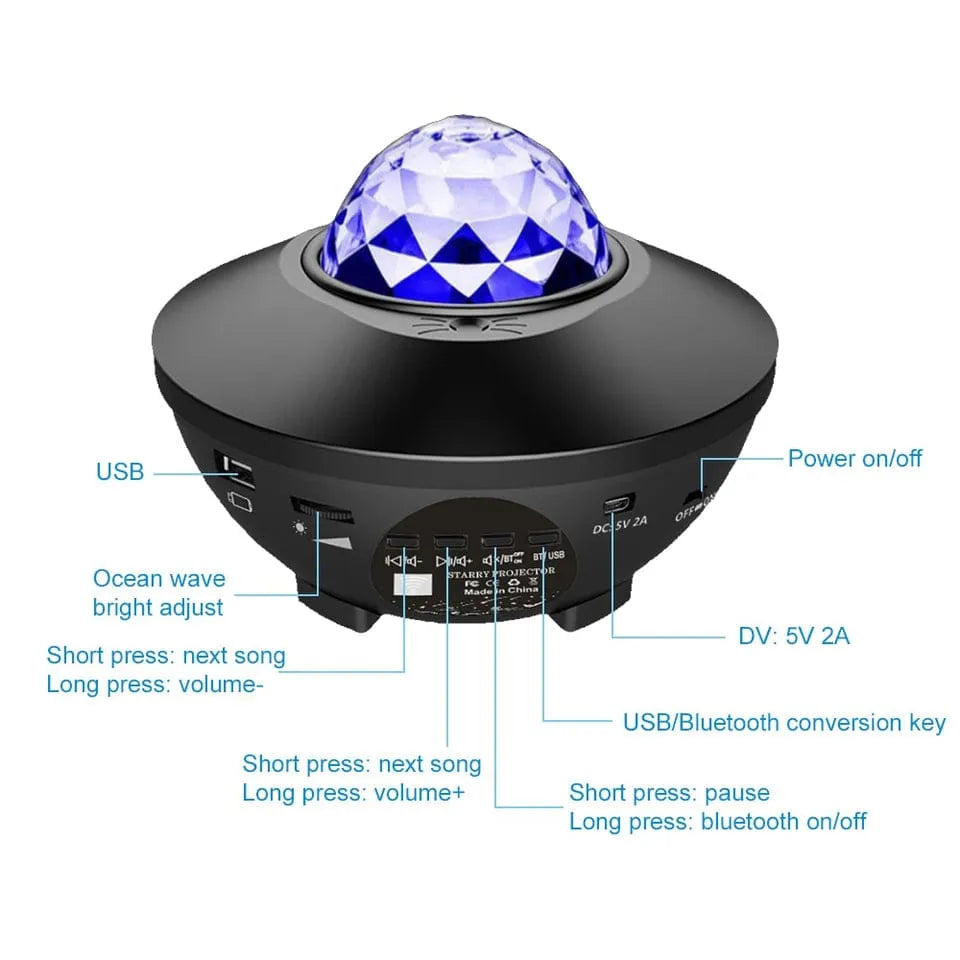 UFO Galaxy Starry Night Light Projector with Music Speaker | For Bedroom Decoration Gifts and Parties