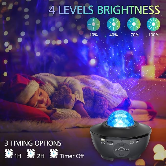 UFO Galaxy Starry Night Light Projector with Music Speaker | For Bedroom Decoration Gifts and Parties