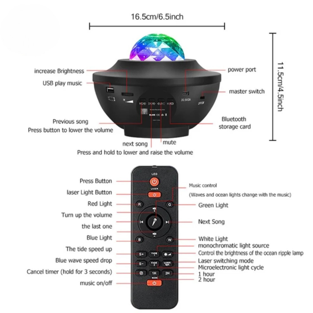 UFO Galaxy Starry Night Light Projector with Music Speaker | For Bedroom Decoration Gifts and Parties