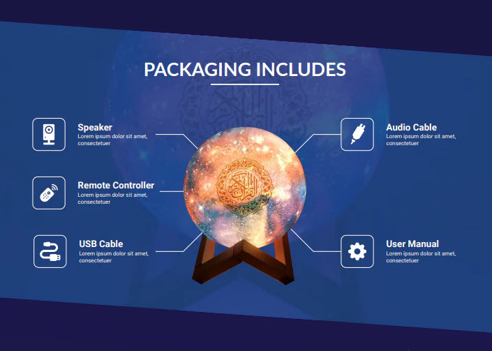 Moon Lamp Quran Speaker with Remote Price in Pakistan
